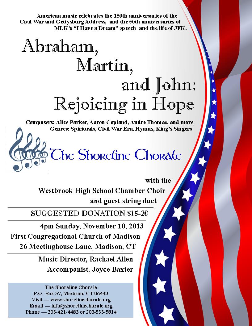 Abraham,
Martin, and John: Rejoicing in Hope
Concert Poster